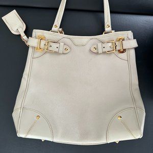 Auth Louis Vuitton Suhali Le Majestueux Blanc  With Name Tag Tote